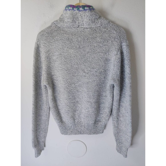 Currants By Jeri-Jo Vintage Gray Wool Blend Shawl Neck Chunky Pullover Sweater L - Picture 4 of 7